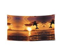 Bannière décorative à motif dauphin au crépuscule - Parfaite pour les réunions de famille, les cérémonies de remise de diplôme, la décoration murale de photo - 90 x 180 cm