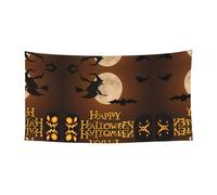 Bannière décorative à motif sorcière d'Halloween - Parfait pour les réunions de famille, les cérémonies de remise de diplôme, la décoration murale de photo - 90 x 180 cm
