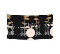 Bannière décorative à motif tambour de jazz - Parfaite pour les réunions de famille, les cérémonies de remise de diplôme, la décoration murale de photo - 90 x 180 cm