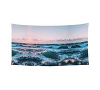 Bannière décorative à motif vagues de l'océan pour anniversaire, mariage, Halloween, facile à suspendre