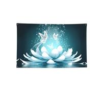 Bannière décorative à quatre trous avec imprimé fleurs de lotus pour intérieur ou extérieur