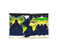 Bannière décorative à quatre trous avec motif carte du monde - Pour intérieur et extérieur - Décoration amusante - Cadeau idéal