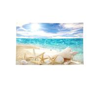 Bannière décorative à quatre trous avec motif plage océanique - Pour intérieur et extérieur