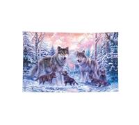 Bannière décorative à quatre trous pour intérieur et extérieur Motif famille de loups 6 x 0,9 x 1,5 m