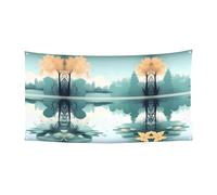 Bannière décorative à suspendre avec feuilles tombées sur un lac tranquille, Halloween, fête de Noël, réunions d'amis, 177,8 x 88,9 cm