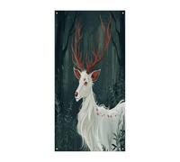 Bannière décorative à suspendre en fourrure et oreilles rouges pour porte d'entrée, décoration de fête intérieure ou extérieure, 90 x 180 cm