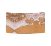 Bannière décorative avec motif cœur d'amour et plage - Parfait pour les réunions de famille, les cérémonies de remise de diplôme, la décoration murale photo - 90 x 180 cm