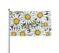 Bannière décorative avec motif marguerite blanche de 0,9 x 1,5 m, pour jardin, cour, décoration de fête intérieure ou extérieure
