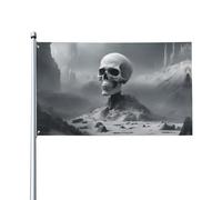 Bannière décorative blanche avec motif tête de mort punk - 91 x 152 cm - Pour jardin, cour, intérieur et extérieur