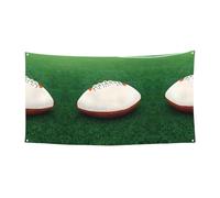 Bannière décorative blanche de 177,8 x 89,9 cm - Ballon de rugby - Bannière à suspendre pour intérieur ou extérieur - Pour fête d'anniversaire ou de Noël