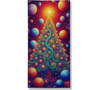 Bannière décorative colorée pour porte de sapin de Noël, décoration de vacances vibrante pour intérieur et extérieur, toile de fond festive saisonnière 91,4 x 183 cm