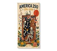 Bannière décorative colorée pour porte Motif squelette festif pour Halloween, intérieur ou extérieur 91,4 x 182,9 cm