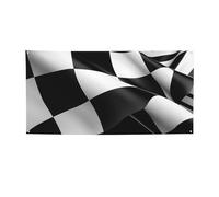 Bannière décorative créative à suspendre au mur - Bannière noire et blanche - Motif à carreaux - Grande bannière de fête - Poster de fête - Toile de fond pour Nouvel An, remise de diplôme, mariage