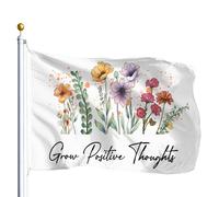 Bannière Décorative Cultiver Des Pensées Positives Bannière De Cour Avec Œillets En Laiton Drapeau De Jardin Léger Drapeaux Décoratifs D'Extérieur Pour Patio Club Procession 90X150Cm