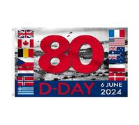 Bannière décorative D-Day - Drapeau 80e anniversaire - Drapeau commémoratif aux couleurs résistantes - Décoration commémorative polyvalente D Day - Décoration colorée pour fête de débarquement