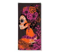 Bannière décorative « Day of the Dead » - Motif floral en sucre - Pour Halloween, festival - Décoration murale intérieure et extérieure - 91,4 x 183 cm