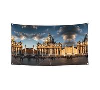 Bannière décorative de 177,8 x 89,9 cm, bannière de vacances de la basilique Saint-Pierre à suspendre, bannière de fête d'anniversaire pour intérieur ou extérieur, fête de Noël, bannière de fête