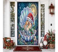 Bannière décorative de Noël Nautilus pour porte d'entrée, décoration de fond festonnée de luxe pour intérieur et extérieur, 91,4 x 182,9 cm