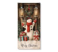 Bannière décorative de Noël pour porte de bonhomme de neige, décoration festive au pays des merveilles d'hiver, fournitures de fond saisonnières pour intérieur et extérieur, 91,4 x 183 cm