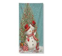 Bannière décorative de Noël pour porte de bonhomme de neige, motif festif au pays des merveilles d'hiver, décoration d'intérieur et d'extérieur 91,4 x 183 cm