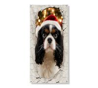 Bannière décorative de Noël pour porte de chien - Motif Cavalier King Charles Spaniel - Décoration d'intérieur et d'extérieur - 91,4 x 183 cm