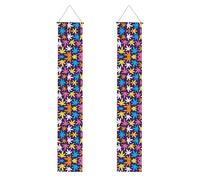 Bannière décorative de porche (verticale) à motif de mauvaises herbes colorées et lumineuses - Bannière de bienvenue adaptée pour une suspension en extérieur - 30 x 188 cm