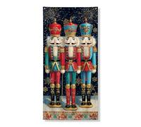 Bannière décorative de porte Casse-noisette - Personnages de vacances vintage - Décoration de porte d'entrée festive - Fournitures de fond de Noël pour intérieur et extérieur - 91,4 x 183 cm