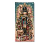 Bannière décorative de porte Casse-noisette, scène de personnage de vacances vintage, décoration de porte d'entrée, fournitures de Noël intérieures et extérieures, 91,4 x 183 cm