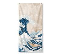 Bannière décorative de porte classique avec vagues bleu océan, décoration de porte d'entrée nautique, intérieur ou extérieur, toile de fond à suspendre pour l'été, 91,4 x 183 cm
