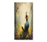 Bannière décorative de porte de cowboys de printemps, fleurs de la forêt florale, merle bleu, décoration de fond pour intérieur et extérieur, toile de fond occidentale 91,4 x 183 cm