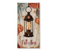 Bannière décorative de porte de lanterne d'automne - Style rustique vintage - Lumière et tourbillons - Décoration de porte d'entrée d'automne - Intérieur ou extérieur - Toile de fond saisonnière à