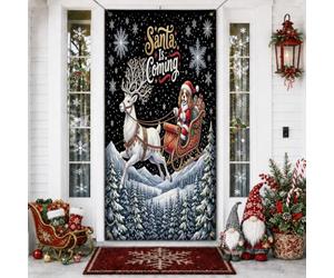 Bannière décorative de porte de Noël Cavalier King Charles Spaniel - Décoration de porte d'entrée amusante - Décoration de fond pour intérieur ou extérieur - 91,4 x 182,9 cm