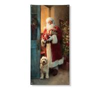 Bannière décorative de porte de Noël Père Noël, œuvre d'art vintage pour porte d'entrée, intérieur ou extérieur, fournitures de célébration saisonnières 91,4 x 183 cm