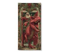 Bannière décorative de porte de Père Noël à cheval avec dinosaure - Style vintage - Humour de vacances - Décoration d'intérieur et d'extérieur - 91,4 x 183 cm