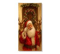 Bannière décorative de porte de Père Noël avec renne et couronne, décoration saisonnière pour intérieur et extérieur 91,4 x 183 cm