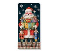 Bannière décorative de porte de Père Noël - Cadeaux de vacances vintage et casse-noisette - Décoration de porte d'entrée d'intérieur ou d'extérieur - Fournitures saisonnières festives - 91,4 x 183 cm