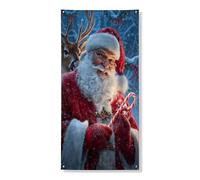 Bannière décorative de porte de Père Noël - Décoration festive au pays des merveilles d'hiver - Fournitures de célébration saisonnière pour intérieur et extérieur - 91,4 x 183 cm