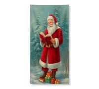 Bannière décorative de porte de Père Noël - Scène de vacances vintage au pays des merveilles d'hiver - Fournitures de fond festives pour intérieur et extérieur - 91,4 x 183 cm