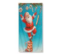Bannière décorative de porte de Père Noël - Sucre d'orge et flocons de neige - Décoration de vacances - Fournitures de fête saisonnières d'intérieur et d'extérieur - 91,4 x 183 cm