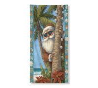 Bannière décorative de porte de Père Noël tropical, vacances à la plage, décoration de porte d'entrée, fournitures de Noël d'intérieur et d'extérieur 91,4 x 183 cm