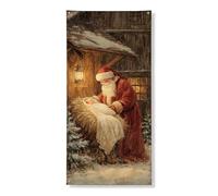 Bannière décorative de porte de Père Noël vintage rustique pour porte d'entrée, intérieur ou extérieur, 91,4 x 183 cm