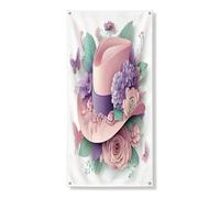 Bannière décorative de porte de printemps Martin - Art floral de campagne - Décoration de fond pour intérieur et extérieur - 91,4 x 183 cm