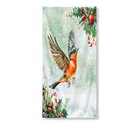 Bannière décorative de porte d'oiseau de Noël, rouge-gorge et houx, décoration de porte d'entrée, fournitures de vacances d'intérieur et d'extérieur 91,4 x 183 cm