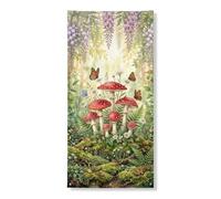 Bannière décorative de porte en forme de champignon fantaisie, motif floral de forêt enchantée pour printemps, extérieur, intérieur, festival sur le thème de la nature, fournitures de vacances 91,4 x