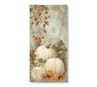 Bannière décorative de porte en forme de citrouille d'automne, vintage citrouilles blanches et baies, décoration de porte d'entrée, intérieur et extérieur, récolte d'automne à suspendre, toile de fond