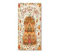 Bannière décorative de porte en forme de citrouilles d'automne, motif fantaisie de maison d'automne, décoration saisonnière pour fête de Thanksgiving, 91,4 x 183 cm