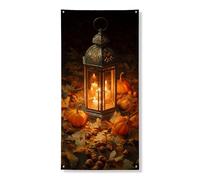 Bannière décorative de porte en forme de lanterne d'automne - Feuilles de citrouille rustiques - Décoration de porte d'entrée - Intérieur ou extérieur - Décoration d'automne à suspendre - Fournitures
