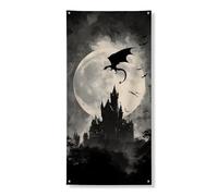 Bannière décorative de porte gothique avec motif dragon - Château effrayant - Décoration d'Halloween - Fournitures de fête à thème hanté - 91,4 x 183 cm