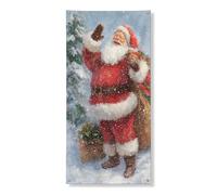 Bannière décorative de porte Merry Santa Claus - Scène de Noël vintage - Décoration festive intérieure et extérieure - 91,4 x 183 cm