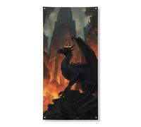 Bannière décorative de porte motif dragon fantastique, créature mythique sombre, art mural, décoration de fête médiévale, fournitures de festival d'intérieur et d'extérieur 91,4 x 183 cm